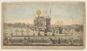 A Perspective View of the Building for the Fireworks in the Green Park, London, ca. 1749 by Paul Angier