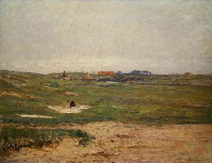 Farmstead with Woman Laying Out Washing by Paul Baum