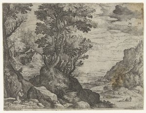 Mountain Landscape with Praying Hermit