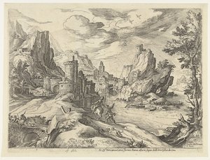 Rocky Coast in Campania with City and Travelers by Paul Bril