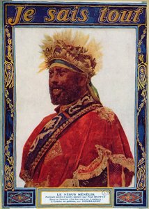 Portrait of the Negus of Ethiopia, Menelik II, Illustration from Je Sais Tout Magazine by Paul Buffet