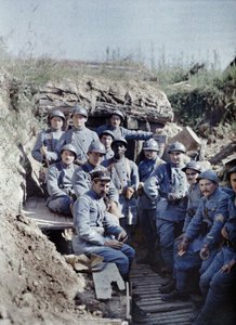 A group of French soldiers in a trench on the front line, Hirtzbach, Department Haut-Rhin, Alsace, France, June 16, 1917 by Paul Castelnau