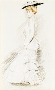 An Elegant Lady in a White Dress by Paul Cesar Helleu