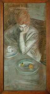 Seated Woman, Leaning on a Table by Paul Cesar Helleu