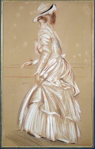 Portrait of a woman in white by Paul Cesar Helleu