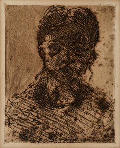 Maiden Head. Engraving by Paul Cezanne. Etching. Dim: 32.5x25cm. Musee Granet, Aix En Provence.