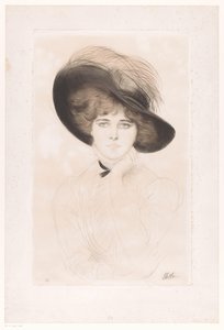 Portrait of an Unknown Woman with Hat by Paul César Helleu (signed by artist)