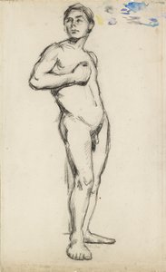 Academic Study of a Male Nude with His Right Hand Clenched Across His Chest by Paul Cézanne