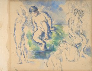 Bathers (recto), Still Life (verso) by Paul Cézanne