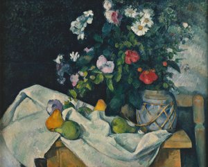 Flowers in a Ginger Pot and Fruits by Paul Cézanne