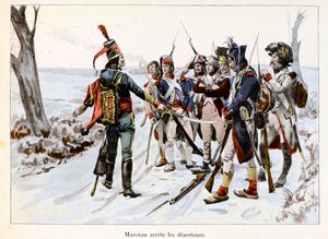 Francois-Severin Desgraviers Marceau detains the soldiers of the Republican army in the Vendee (Illustration by Emile Boutigny in “Hoche-Marceau-Desaix” by Theodore Cahu)