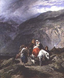 Gypsy family on a mountain track by Paul Falconer (attr. to) Poole