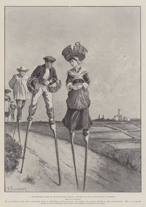 A Picturesque Scene in South-Western France, Peasants of the Landes going to Market