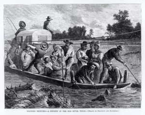 Western Sketches, a Freshet in the Red River, Texas, Illustration from 