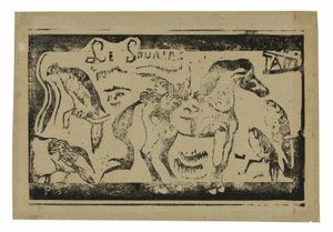 A Horse and Birds, headpiece for Le sourire by Paul Gauguin
