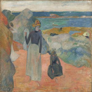 At the Beach, Brittany by Paul Gauguin