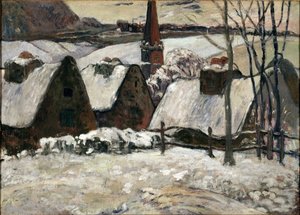 Breton village under the snow by Paul Gauguin