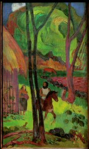Cavalier in Front of the Hut by Paul Gauguin