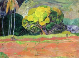 At the Foot of the Mountain by Paul Gauguin