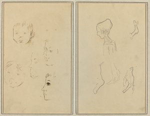 Five Studies of Heads; A Boy in Profile with Studies of Hands and Feet by Paul Gauguin