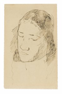 Head of a Tahitian Woman (recto), Sketches of Anatomical Details (verso) by Paul Gauguin