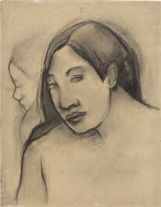 Heads of Tahitian Women, Frontal and Profile Views by Paul Gauguin