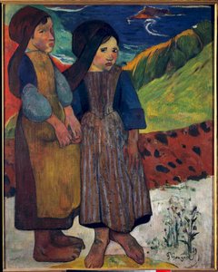 Little Bretons Before the Sea by Paul Gauguin