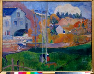 Landscape in Brittany, the mill David by Paul Gauguin