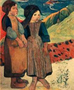 Little Breton Girls by the Sea by Paul Gauguin