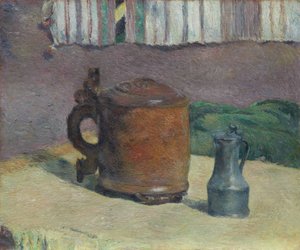 Still Life: Wood Tankard and Metal Pitcher by Paul Gauguin