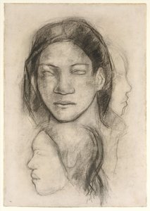 Tahitian Faces (Frontal View and Profiles) by Paul Gauguin
