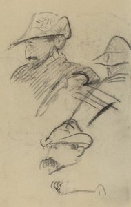 Three Studies of a Man Wearing a Hat by Paul Gauguin