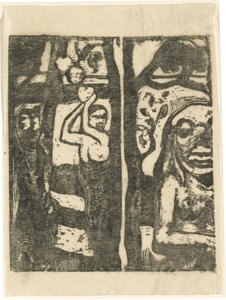 Woman Picking Fruit and the Savage by Paul Gauguin