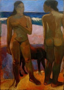 Two Tahitian Women on the Beach by Paul Gauguin