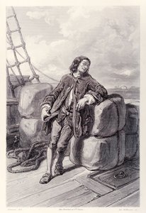Captain Lemuel Gulliver at Sea on His Merchant Ship, from French Edition of Gulliver
