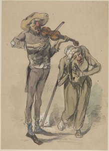 Fiddler and Cymbal Player by Paul Gavarni