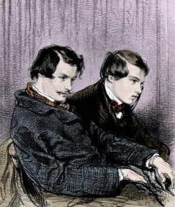 Goncourt Brothers in a Box at the Theatre by Paul Gavarni