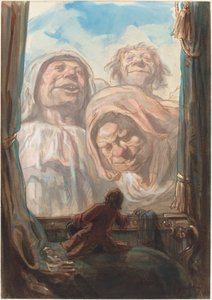 Gulliver Awed by Three Giant Beggars in the Land of Brobdingnag by Paul Gavarni