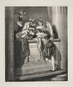The Box of the Front Stage. Do you want to have supper with us, handsome page? by Paul Gavarni