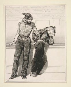 Les Debardeurs - No. 54 - Monter a cheval by Paul Gavarni