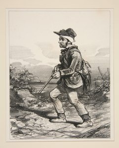 M. Gontard, (of the Clos-Gorju), Large Landowner, Eligible Voter, Hunting at Dawn (From series: Contemporary Types) by Paul Gavarni
