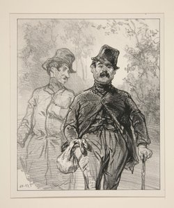 Gentlemen Officers of the Regiment in Garrison in the Forest of Bondy. by Paul Gavarni