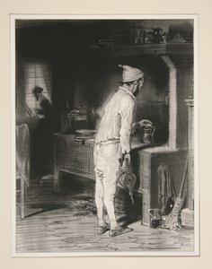 Monsieur in the Kitchen, Madame at the Piano. by Paul Gavarni
