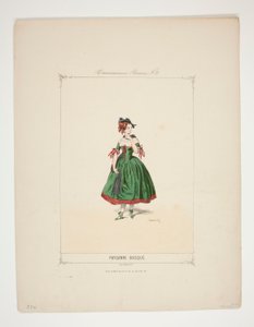 Basque Peasant Woman. Velvet Hat Decorated with Chenille Tassels by Paul Gavarni