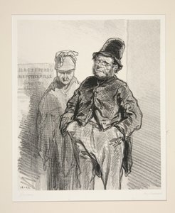 Sevigne and His Wife Take the Children in Weaning by Paul Gavarni