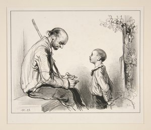 You lie, child, out of greed, young man you will lie out of love... by Paul Gavarni