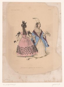 Two Women in Ball Gowns by Paul Gavarni