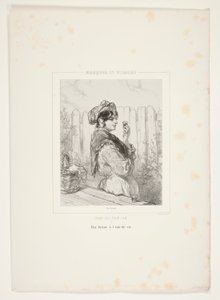 A brunette at the by Paul Gavarni