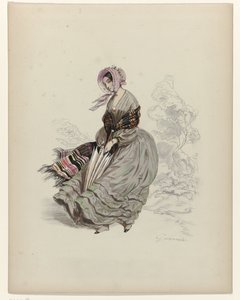 Woman Walking in the Wind with a Parasol, 1840 by Paul Gavarni