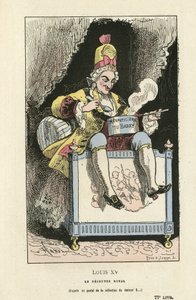 Illustration of Hadol (1835-1875) in Histoire de France tintamarresque, ca. 1880 - Ancien régime - Du Barry Jeanne, Louis XV by Paul Hadol
